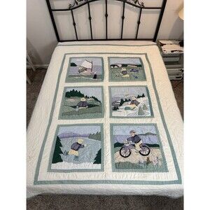 Vintage LL Bean Bear Quilt - 80 x 63 - Outdoors Nature